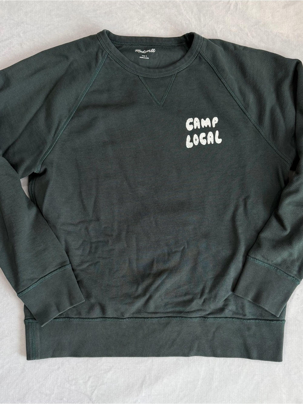 Madewell Dark Green 'Camp Local' Crewneck Sweatshirt